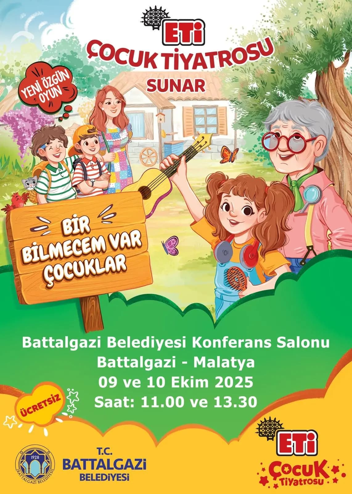 Eti Çocuk Tiyatrosu Battalgazi’de Çocuklarla Buluşacak