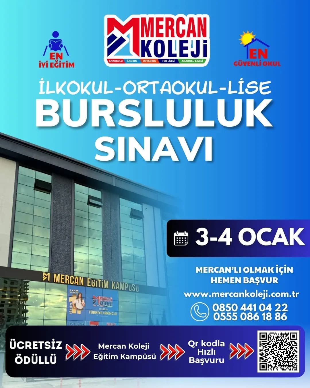 Mercan Koleji’nden İlkokul–Ortaokul–Lise Düzeyinde Bursluluk Sınavı Fırsatı