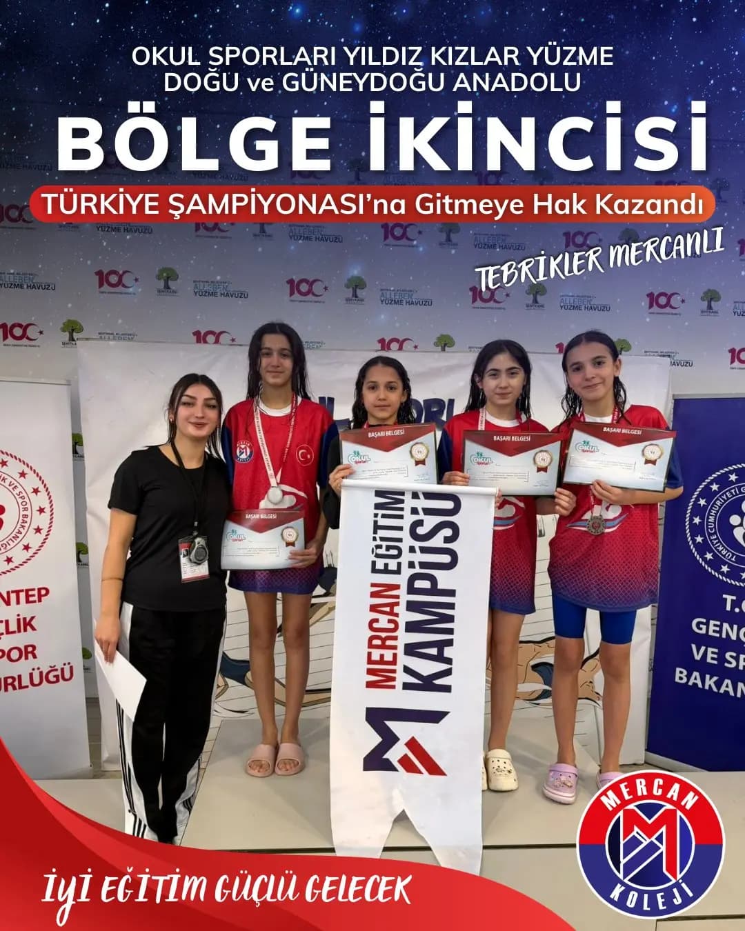 Mercan Koleji Yüzme Takımı Bölge İkincisi Oldu